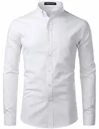Herren Slim Fit Langarm Oxford Button Down Business Hemd Freizeithemd PZ111 Weiß M