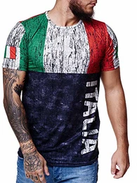 Herren Länder T-Shirt Kurzarm Rundhals Fußball Italia 1516 M