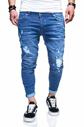 . Herren Destroyed Jeans-Hose 80-3496 (32/32, Hellblau)