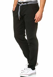 Herren Bryne Stoffhose aus Baumwolle & Leinen Herrenhose Freizeithose Männer Black M