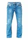 R-Neal Herren Jeans Hose Regular Fit New York Light Blue Used Blau Stretch Dicke Naht Freizeit -46, Hosengröße:29/32