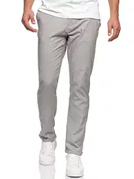 Herren Bryne Stoffhose aus Baumwolle & Leinen Herrenhose Freizeithose Männer Lt Grey M