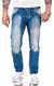 Rock Creek Herren Jeans Hose Comfort Fit Jeans Herrenjeans Herrenhose Denim Stonewashed Basic Weites Bein Raw RC-3119 Blau W32 L32