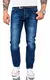 Rock Creek Herren Jeans Hose Comfort Fit Jeans Herrenjeans Herrenhose Denim Stonewashed Basic Weites Bein Raw RC-3120 Blau W32 L32