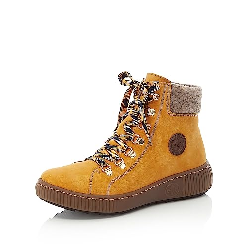 Rieker Damen Schnürstiefeletten Y8441 – Kunstleder, Keilabsatz 4,9 Cm, Schafthöhe 9 Cm, Reißverschluss