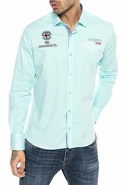 Herren Modern Fit Hemd Design Stickerei Mint M