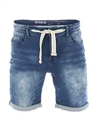 Herren Jeans Shorts RIVPaul Kurze Hose Sommer Bermuda Stretch Denim Short Sweathose Baumwolle Grau Blau Dunkelblau w30 - w42, Größe:W 32, Farbe:Middle Blue Denim (M190)