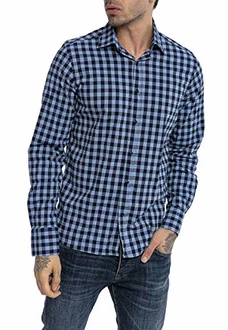 Redbridge Hemd Freizeithemd Modern Fit Hellblau/Dunkelblau/Blau