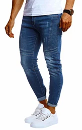 Herren Jeans Hose Stretch Slim Fit Denim Blaue Lange Dunkel Blaue Jeanshose für Männer Jungen weiße Freizeithose Dunkel Blaue Cargo Chino Sommer Winter Basic LN9920 W32L32 Dunkel Blau