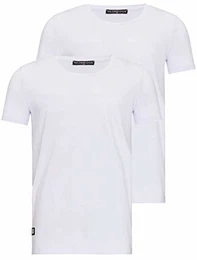 Herren T-Shirt 2er Pack lockerer Rundhals Regular Fit 2X Weiß M