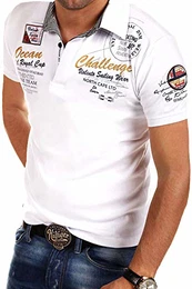 . Herren Kurzarm Polo-Shirt T-Shirt Polo-Hemd 20-7282 Weiß M