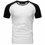 Amaci&Sons Oversize Doppel Farbig Herren Slim-Fit Crew Neck Basic T-Shirt Rundhals (1-0004) Weiß/Schwarz