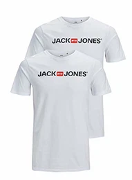 Herren JJECORP Logo Tee SS O-Neck 2-Pack, White, M