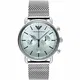 Emporio Armani Aviator-Chronograph Uhr mit silberfarbenem Edelstahl-Netzarmband für Herren AR11288