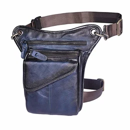 Herren Echtes Leder Rucksäcke Beinbeutel Beintasche Hüfttasche Hip Bum Weist Pack Outdoor Messenger Bag 211-3(211-3 C Dunkelblau)