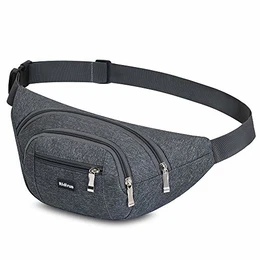 wasserdichte Bauchtasche Gürteltasche Hüfttasche für Damen und Herren,3 Reißverschluss Taschen Wandern Outdoor Sport Hüfttasche Urlaub Geld Pouch Pack (Grau)