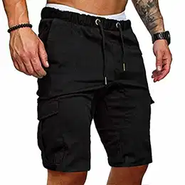 Herren Shorts Sommer Chino Jeans Kurze Hosen Stretch Jogger Cargo Shorts Slim-Fit (M, 175Schwarz)