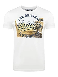 Herren T-Shirt RIVLukas Fotodruck Rundhals O-Neck Kurzarm Shirt Regular Baumwolle Weiß M, Größe:M, Farbe:Weiß (KJD)