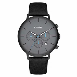 Time Herren Analog Quarz Uhr mit Kunstleder Armband SO-4166-LM