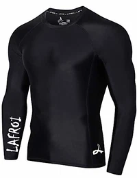 Herren Langarm UPF 50+ Kompressionsshirt Rash Guard-CLYYB (Asymmetric Black,MD)