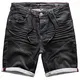 Amaci&Sons Herren Jeans Shorts Kordel Destroyed Kurze Hose Sommer Bermuda Verwaschen J5000 Schwarz W32