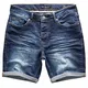 Amaci&Sons Herren Basic Jeans Shorts Kurze Crinkle Hose Sommer Bermuda Verwaschen J5002 Dunkelblau W32