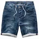 Amaci&Sons Herren Jeans Shorts Kordel Destroyed Kurze Hose Sommer Bermuda Verwaschen J5000 D-Blau W32