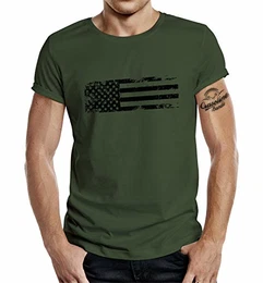 US Army T-Shirt: USA Flag Vintage M