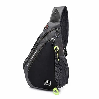 FANDARE Brusttasche Sling Rucksack Schultertasche Crossbody Umhängetasche Sporttasche für Herren Damen Reise Crossover Daypack Wandern Bergsteigen Reisen Schwarz