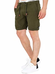 Herren Beauvals Shorts aus Baumwolle & Leinen Herrenshorts Bermuda für Männer Dark Olive M