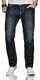 A. Salvarini Matteo Designer Herren Jeans Hose Dicke Zier Nähte Jeanshose Comfort Fit AS-220 [AS-220-Dunkelblau-W29-L30]