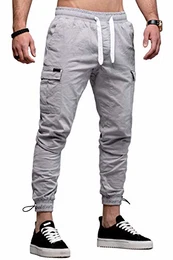 . Herren Cargo Chino-Hose Jogger Jeans-Hose 80-8388 Hellgrau W36