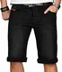 A. Salvarini Herren Designer Jeans Short Kurze Hose Comfort Fit Sommer Bermuda AS-233 [AS-233-Schwarz-W32]