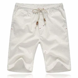 Tansozer Kurze Hosen Herren Shorts mit Gummizug Taschen Weiß