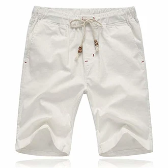 Tansozer Kurze Hosen Herren Shorts mit Gummizug Taschen Weiß