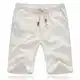 Tansozer Kurze Hosen Herren Shorts Sommer Baumwolle Leinen mit Gummizug Taschen Weiß M