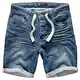 Amaci&Sons Herren Jeans Shorts Kordel Destroyed Kurze Hose Sommer Bermuda Verwaschen J5001 H-Blau W36