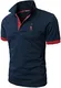 GHYUGR Poloshirt Herren Einfarbig Stickerei Kurzarm Polohemd S-XXL (L, Blau+Rot)