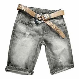 Herren Denim Bermuda Jeans Shorts Sommer Kurze Hose Braun Ohne Guertel W28-W44 W32