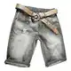 AITESEN Herren Denim Bermuda Jeans Shorts Sommer Kurze Hose Braun Ohne Guertel W28-W44 W32