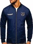 BOLF Herren Bomberjacke Übergangsjacke Stehkragen [1A1] dunkelblau (1A1)
