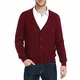 Kallspin Herren Strickjacke aus Kaschmir Wollmischung V-Ausschnitt Cardigan mit Knopfverschluss und Taschen (Burgund, M)