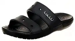 Classic Sandale – Unisex Sandalen für Erwachsene mit zwei Riemen – Slip-On-Sliders – Schwarz – Größe 41-42