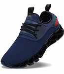 Wonesion Herren Fitness Laufschuhe Atmungsaktiv Rutschfeste Mode Sneaker Sportschuhe Grau/Blau (43)