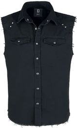 Herren Vintage Shirt Sleevless Hemd, Black, m