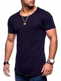 Herren Oversize T-Shirt Crew Rundhals MT-7103 (Navy, M)