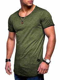 Herren Oversize T-Shirt Crew Rundhals MT-7103 (Khaki Wash, S)