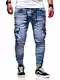 behype. Herren Cargo-Jeans Jogger-Jeans Biker Jeans-Hose 80-2370 Hellblau W30