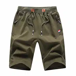 Sport Shorts Herren Kurze Hose Sommer beiläufig Baumwolle Elastische Taille Gym Sweat Shorts Armeegrün Medium