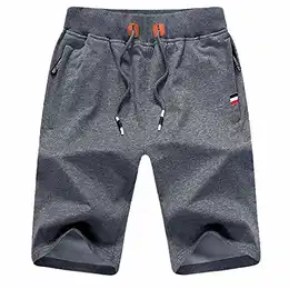 Sport Shorts Herren Kurze Hose Sommer beiläufig Baumwolle Elastische Taille Sweat Shorts Grau Medium